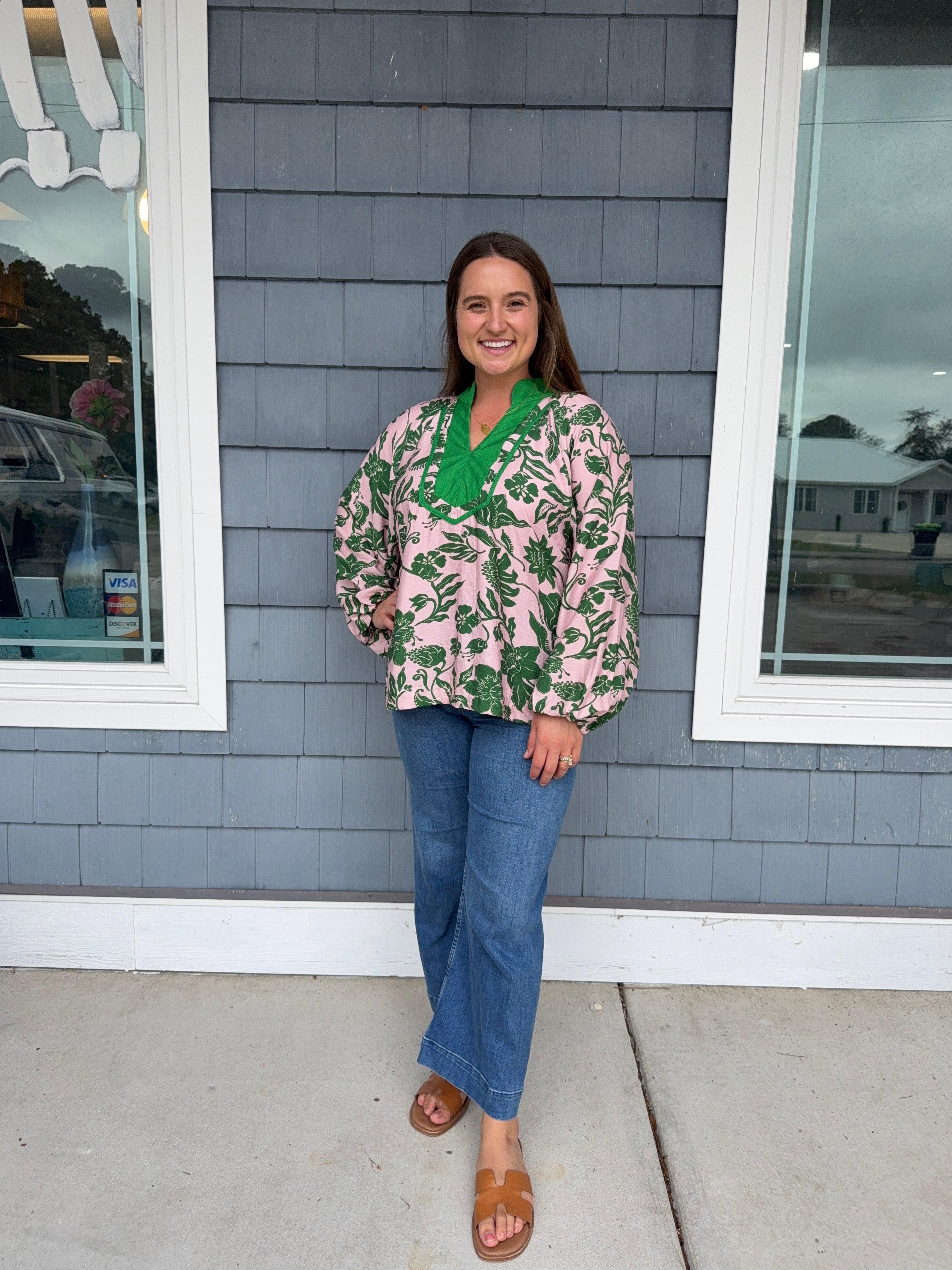 Two Tone Floral Light Pink Mix Top