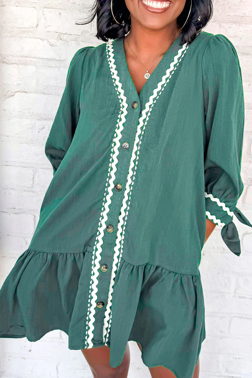 Green Ricrac Trim Dress
