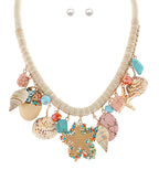 Starfish & Sea-life Multi Chard Cord Necklace Set