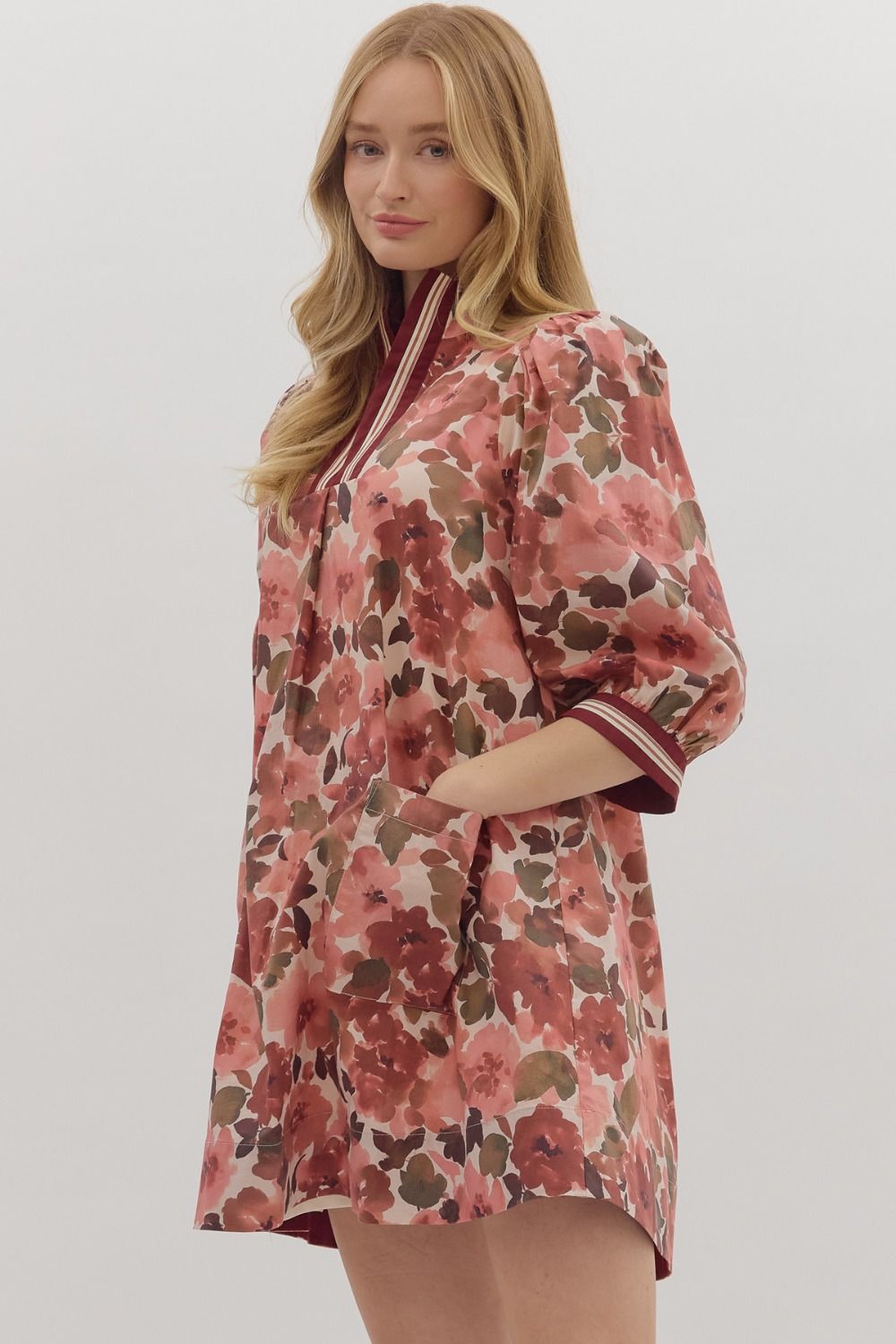 Wine Fall Floral Dress SHIPS OR PICKUP FROM COCO 10/6/25
