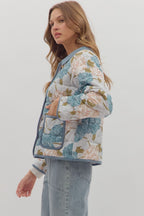 Blue Floral Quilted Jacket SHIPS OR PICKUP FROM COCO 11/6/25
