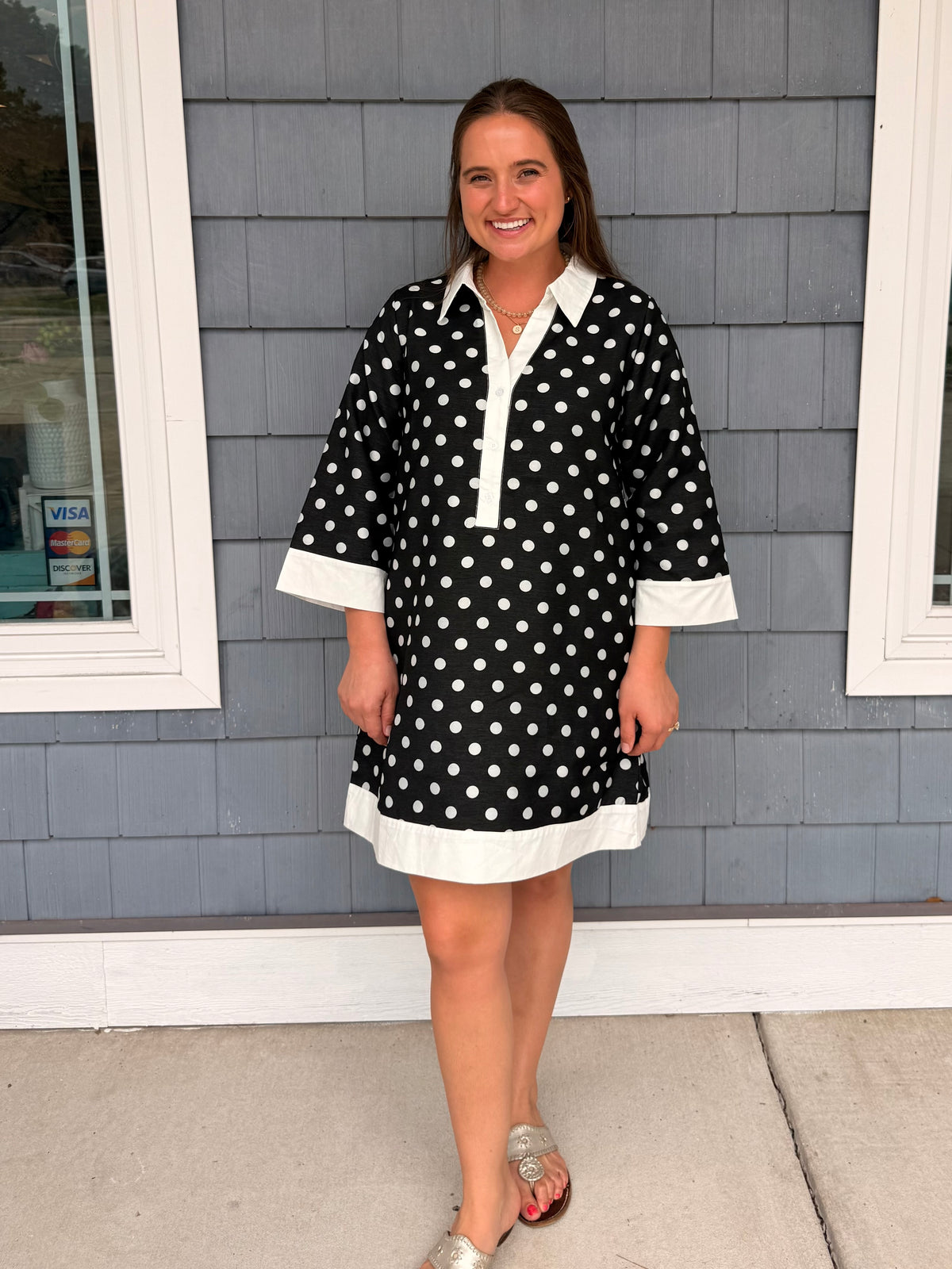 Black & White Polka Dot Shift Dress