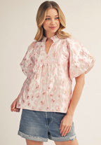 Pink Floral Babydoll Top