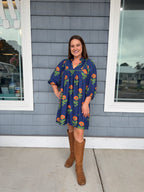 Navy Floral Fall Dress