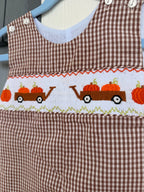 Pumpkin Wagon Smocked Jon Jon