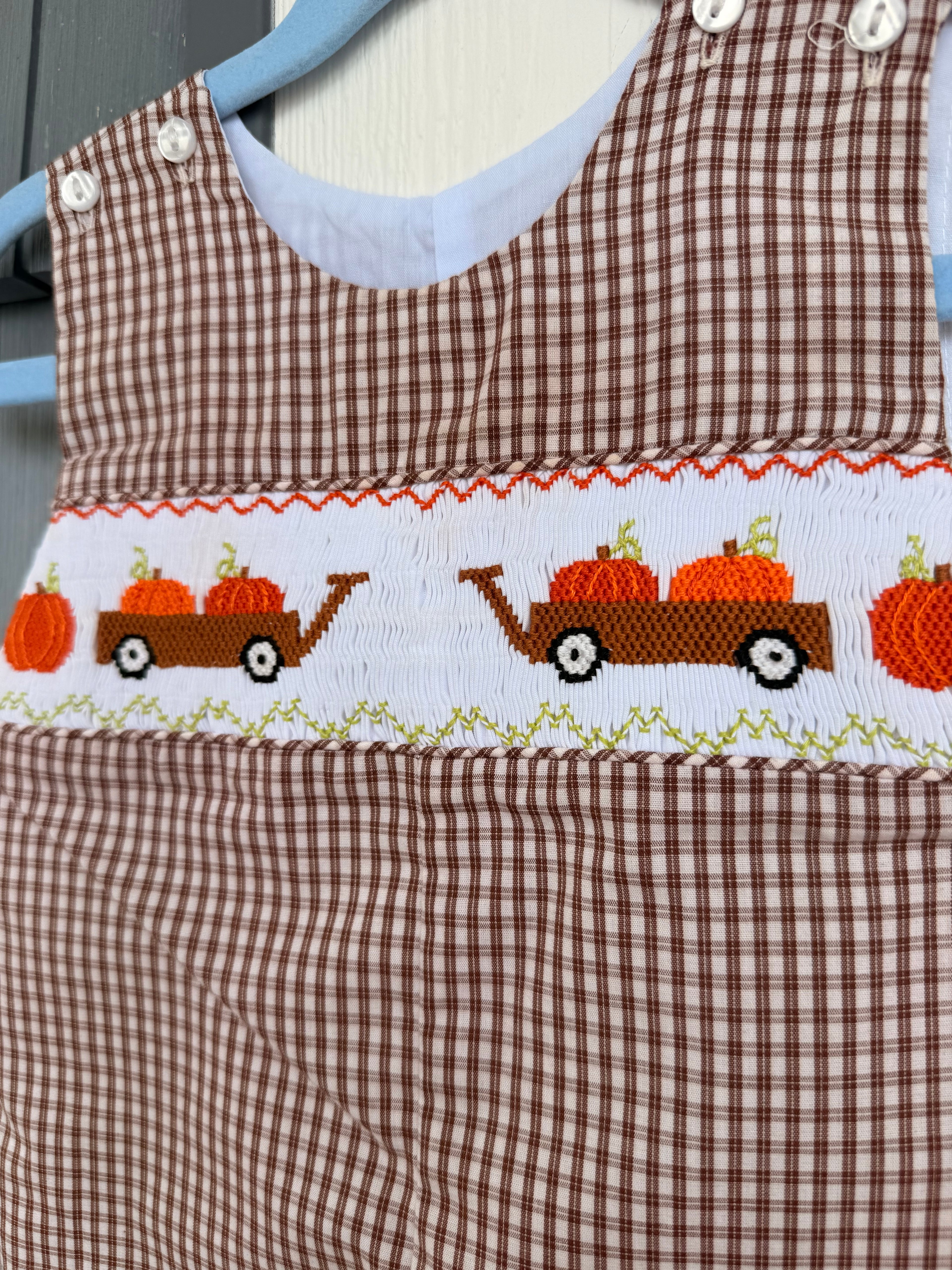 Pumpkin Wagon Smocked Jon Jon
