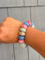 Chunky Marble Beaded Stretch Bracelet - Multi