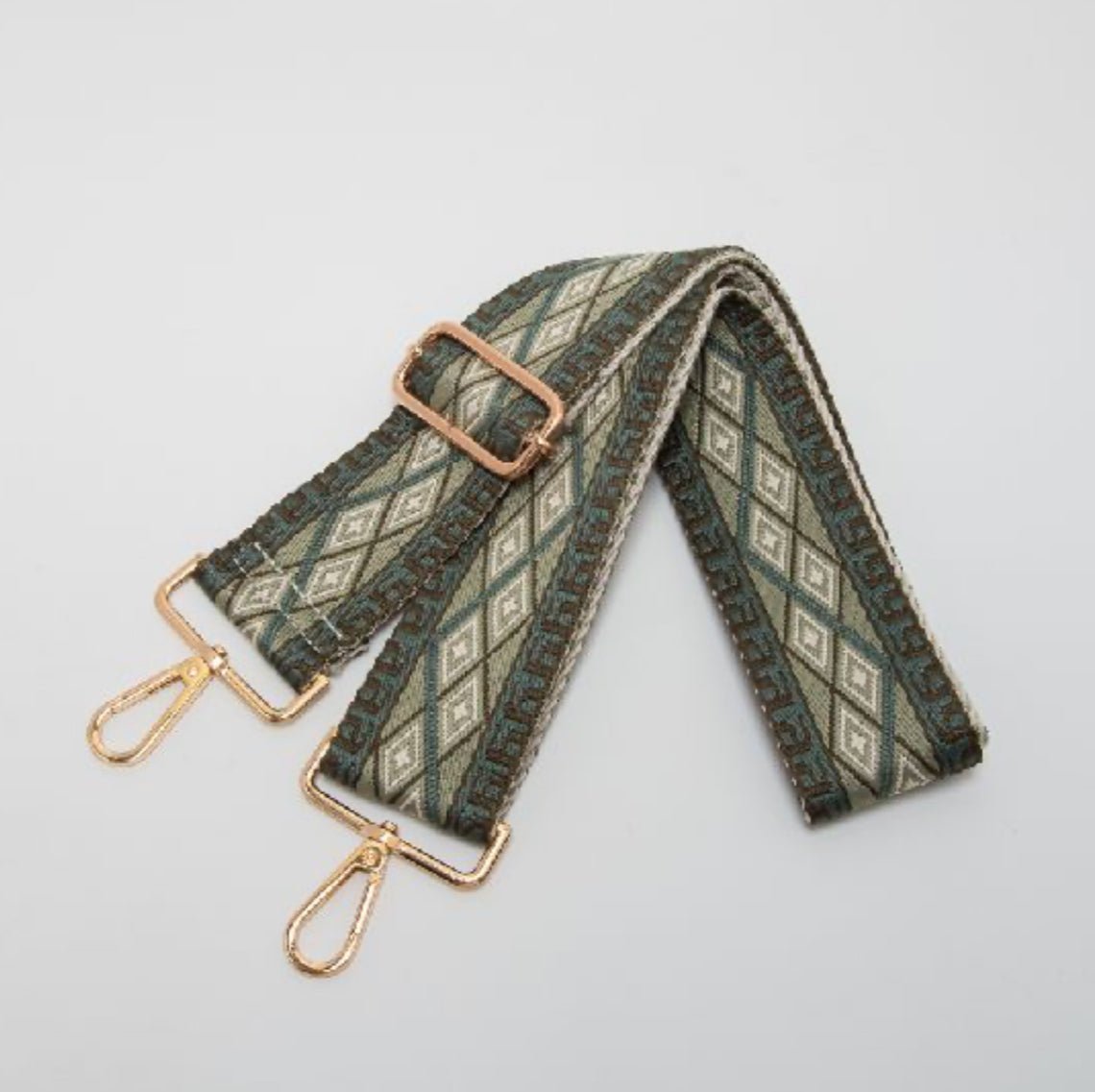 Geometric Woven Olive Grey Adjustable Bag Strap