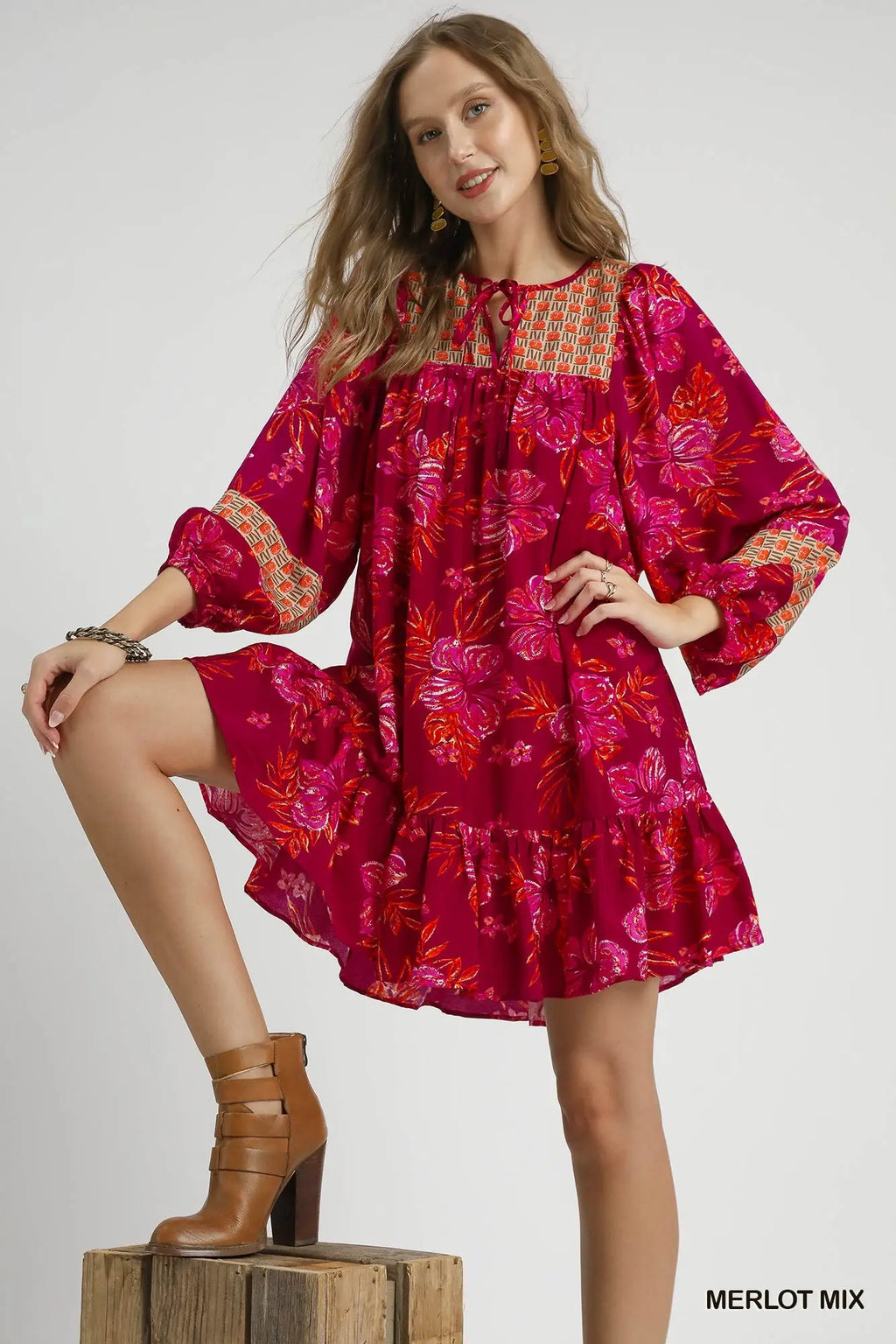 Hibiscus & Vine Merlot Mix Dress