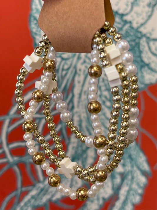 White Beaded Bracelet Set