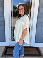 Cream Solid Knit Sweater