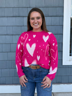 Hot Pink Multi Heart Sweater