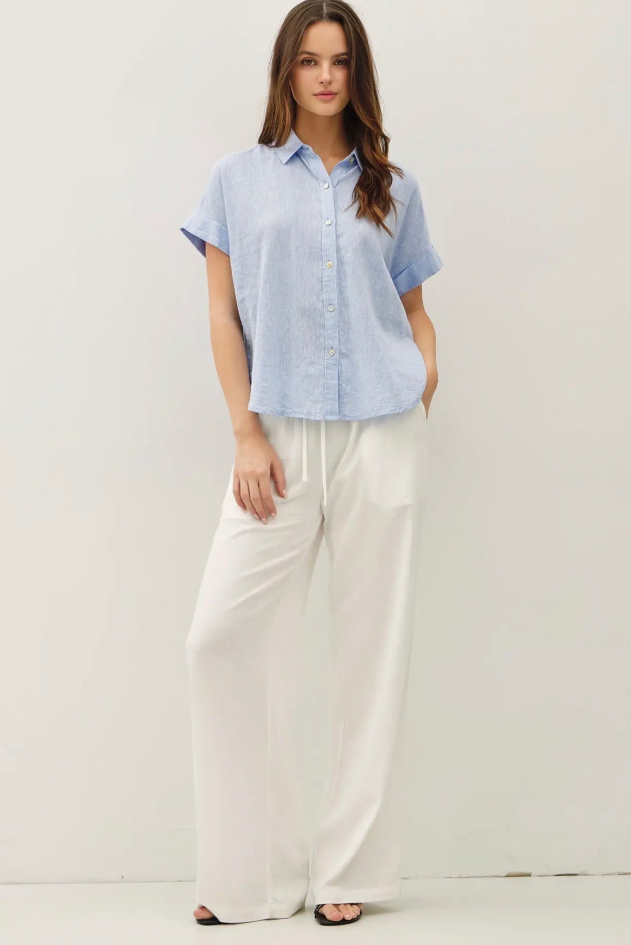 Linen Blend Dolman Sleeve
Shirt-Chambray