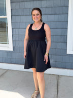 Black Knit Woven Dress