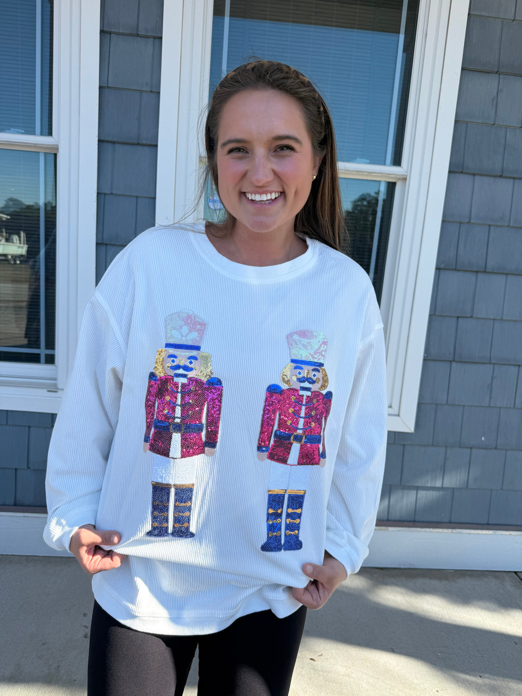 White Sequin Nutcracker Top