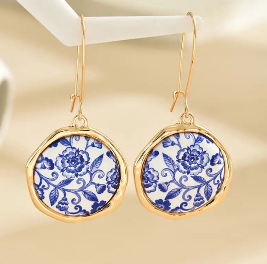 Blue & White Dangle Earrings