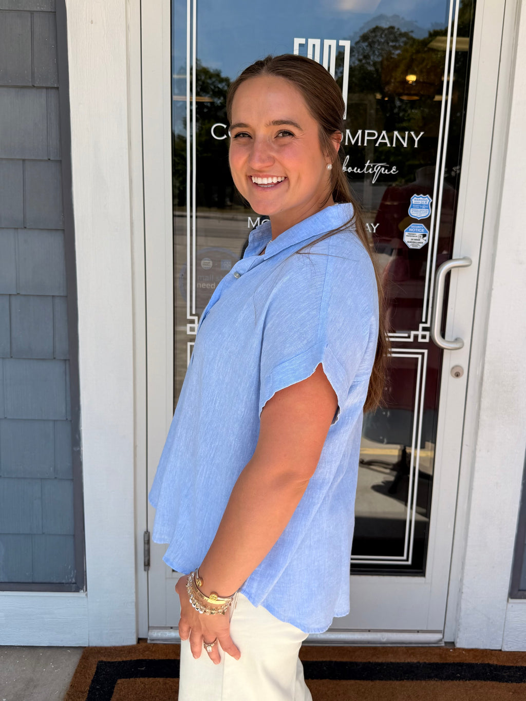 Linen Blend Dolman Sleeve
Shirt-Chambray