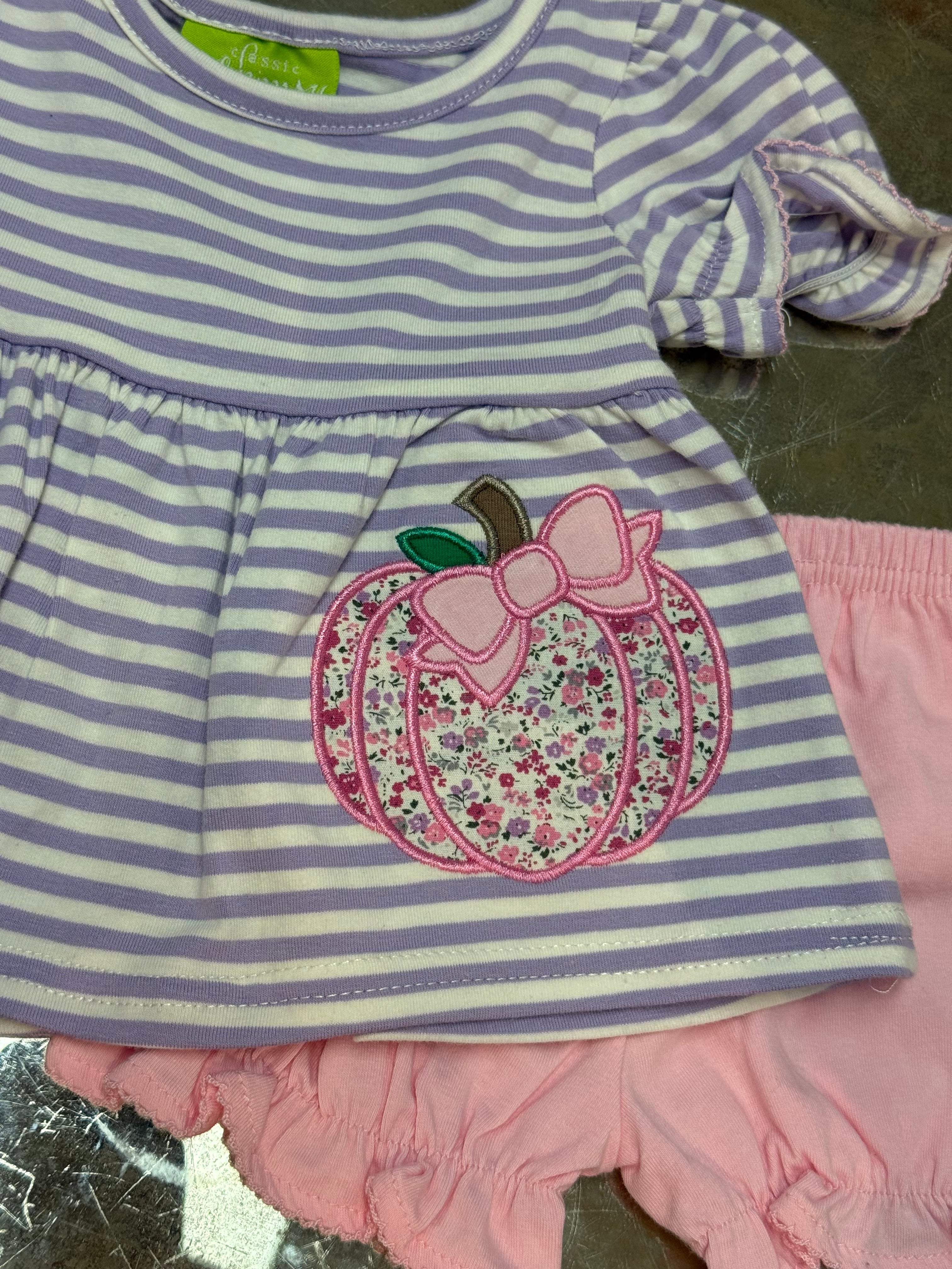 Carolina Cuties, Purple Stripe Pumpkin Bloomer Set, Classic Whimsy