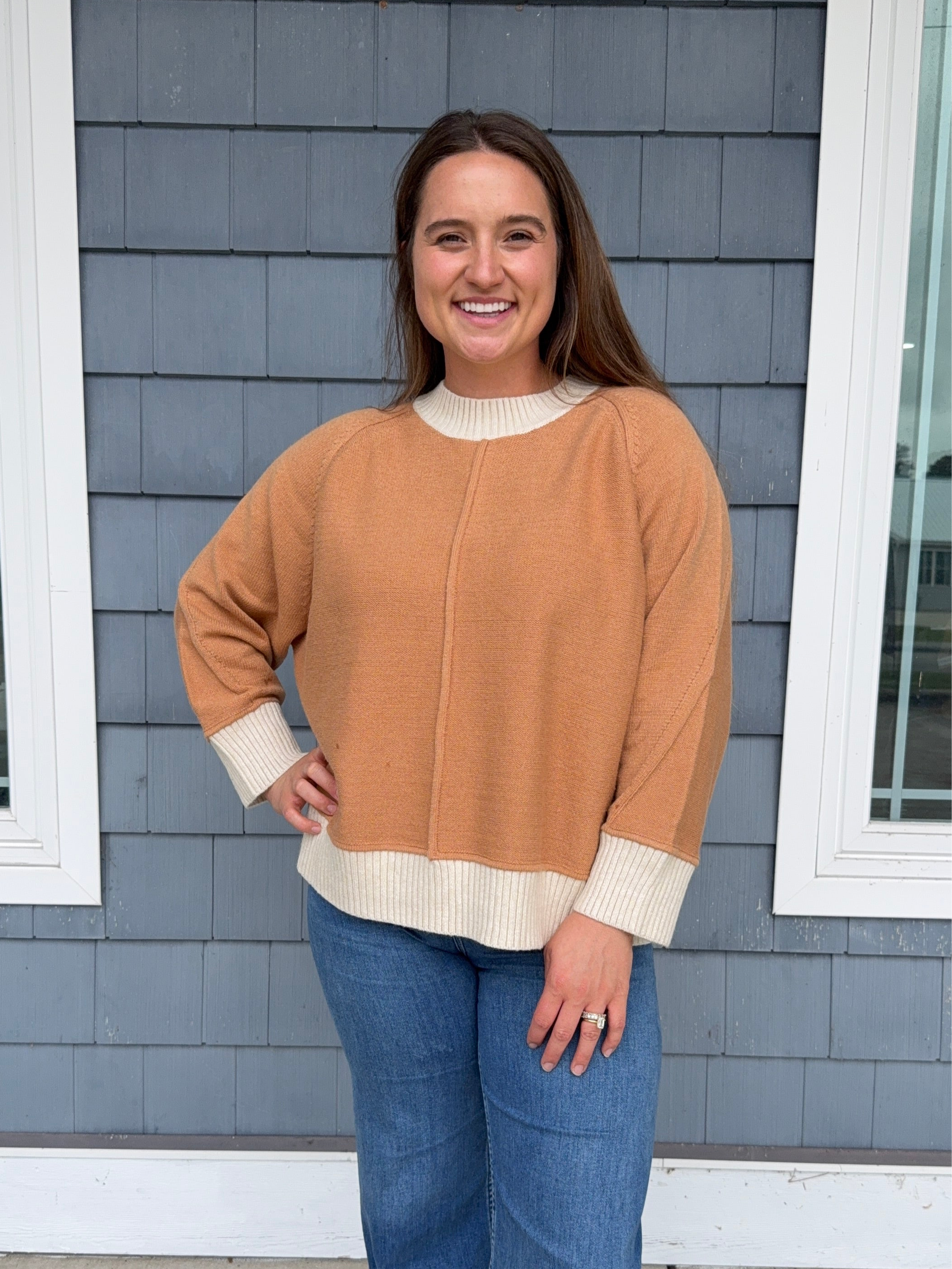 Camel Knit Contrast Sweater