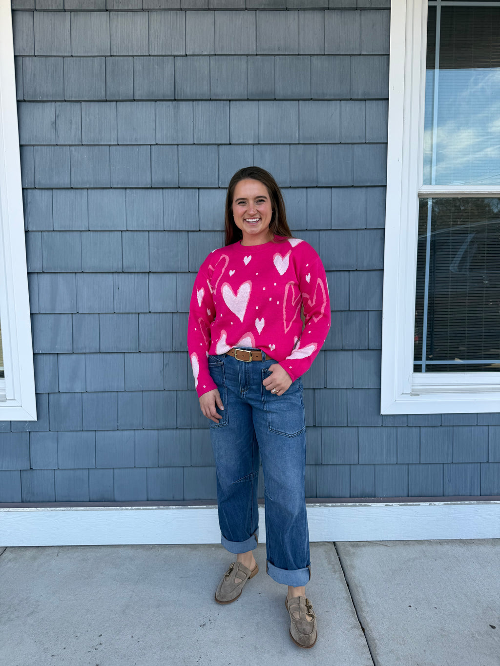 Hot Pink Multi Heart Sweater