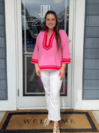 Pink & Red Contrast Top