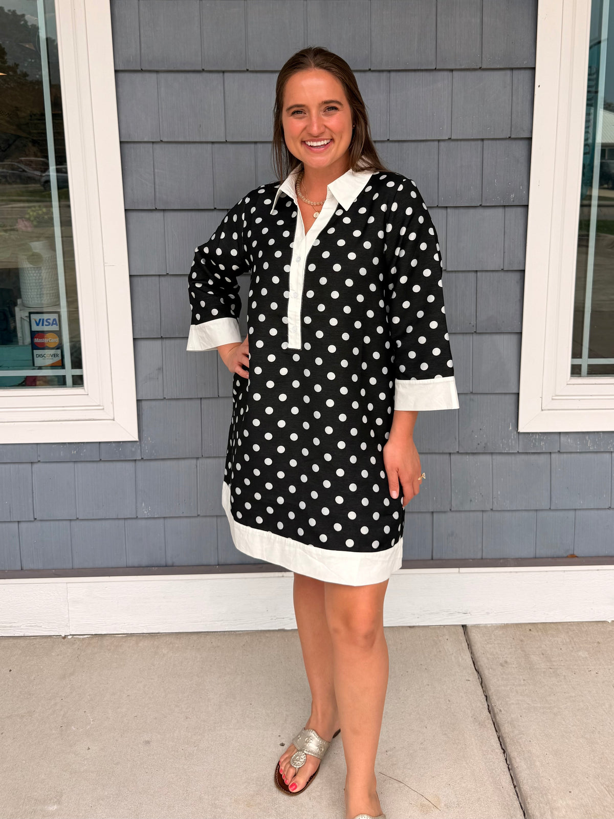 Black & White Polka Dot Shift Dress