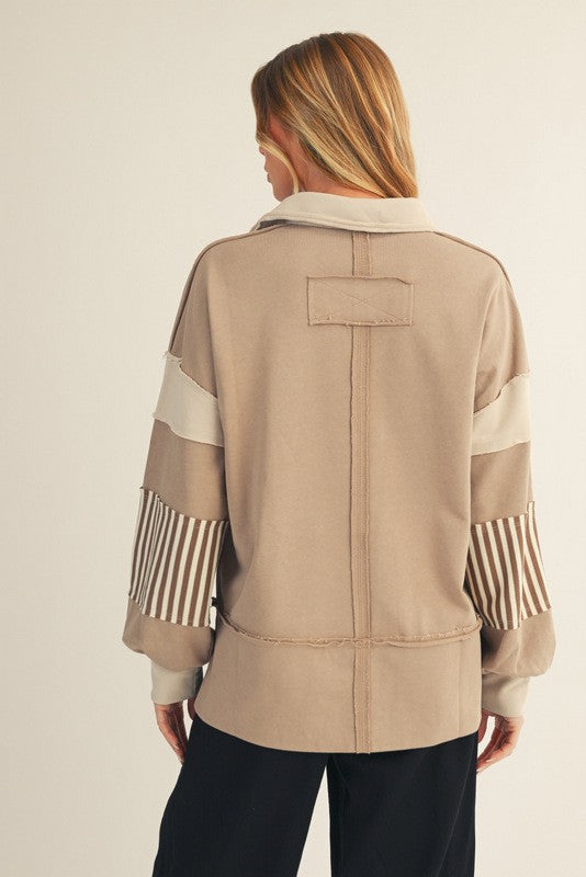 Mix Match High Low Taupe Casual Top- Available for shipping or pickup at COCO 9/5/25