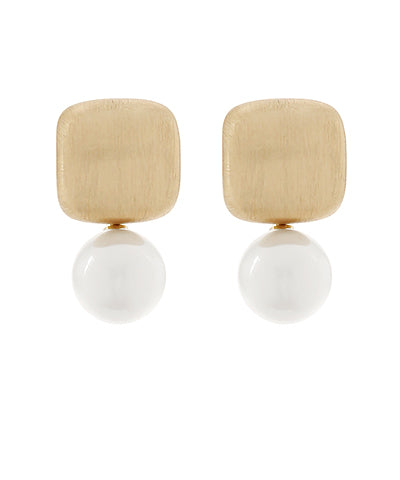 Geo Square Pearl Earrings