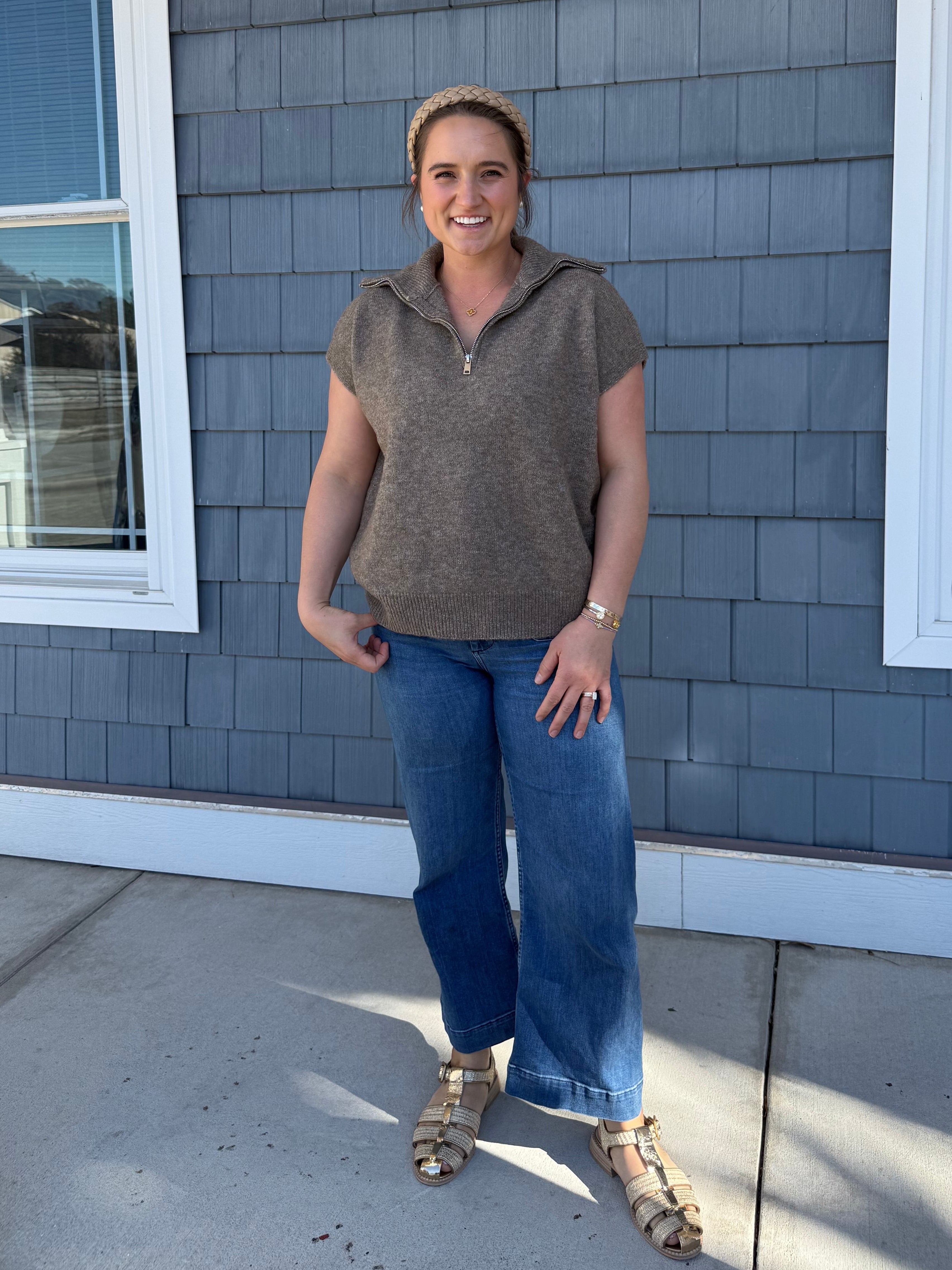 Mocha Cozy Vest Knit Top