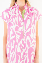 PREORDER: Pink Short Sleeve Woven Patern Detail Dress THML
