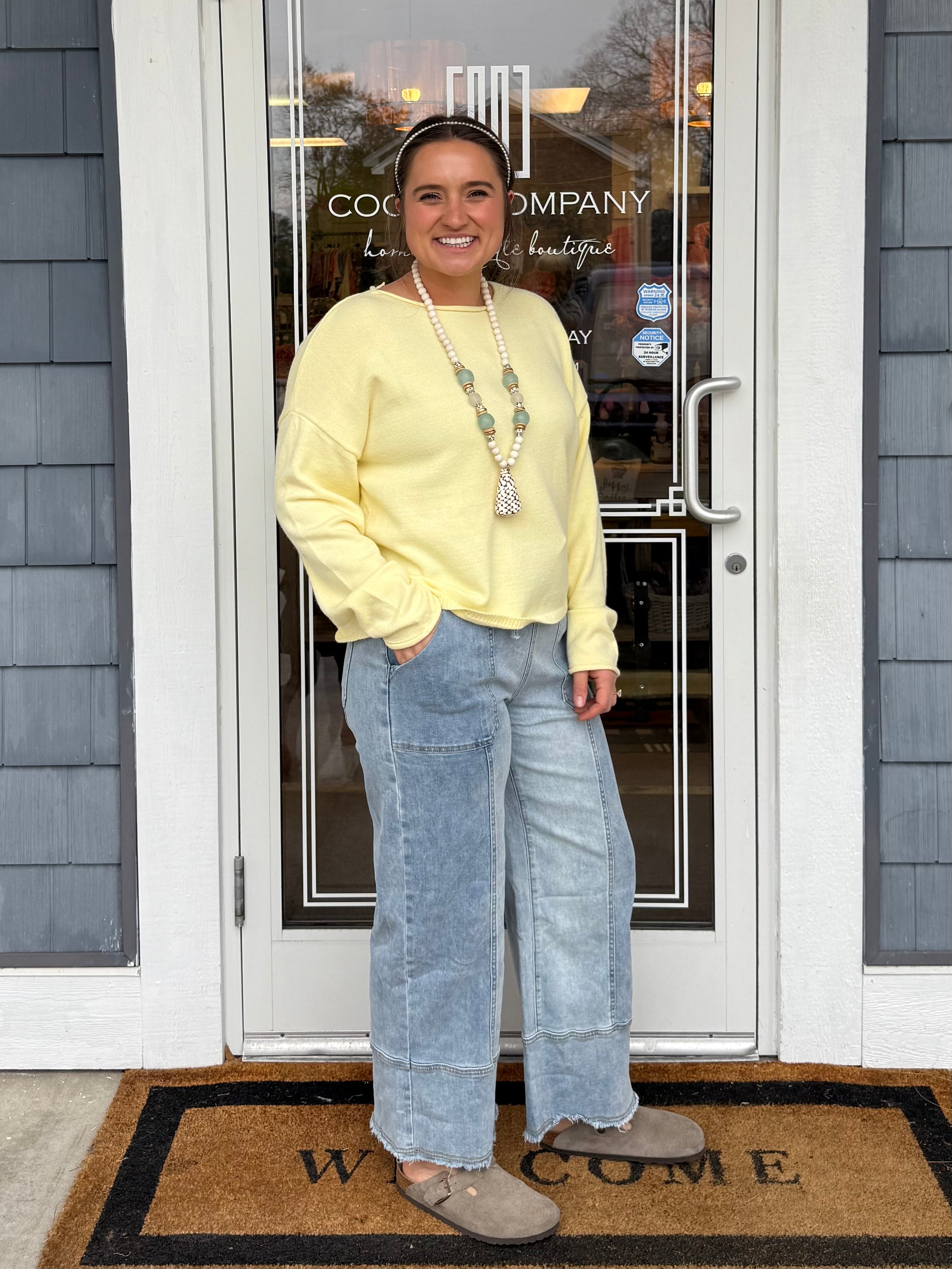 Denim Seam Detail Raw Hem Pants