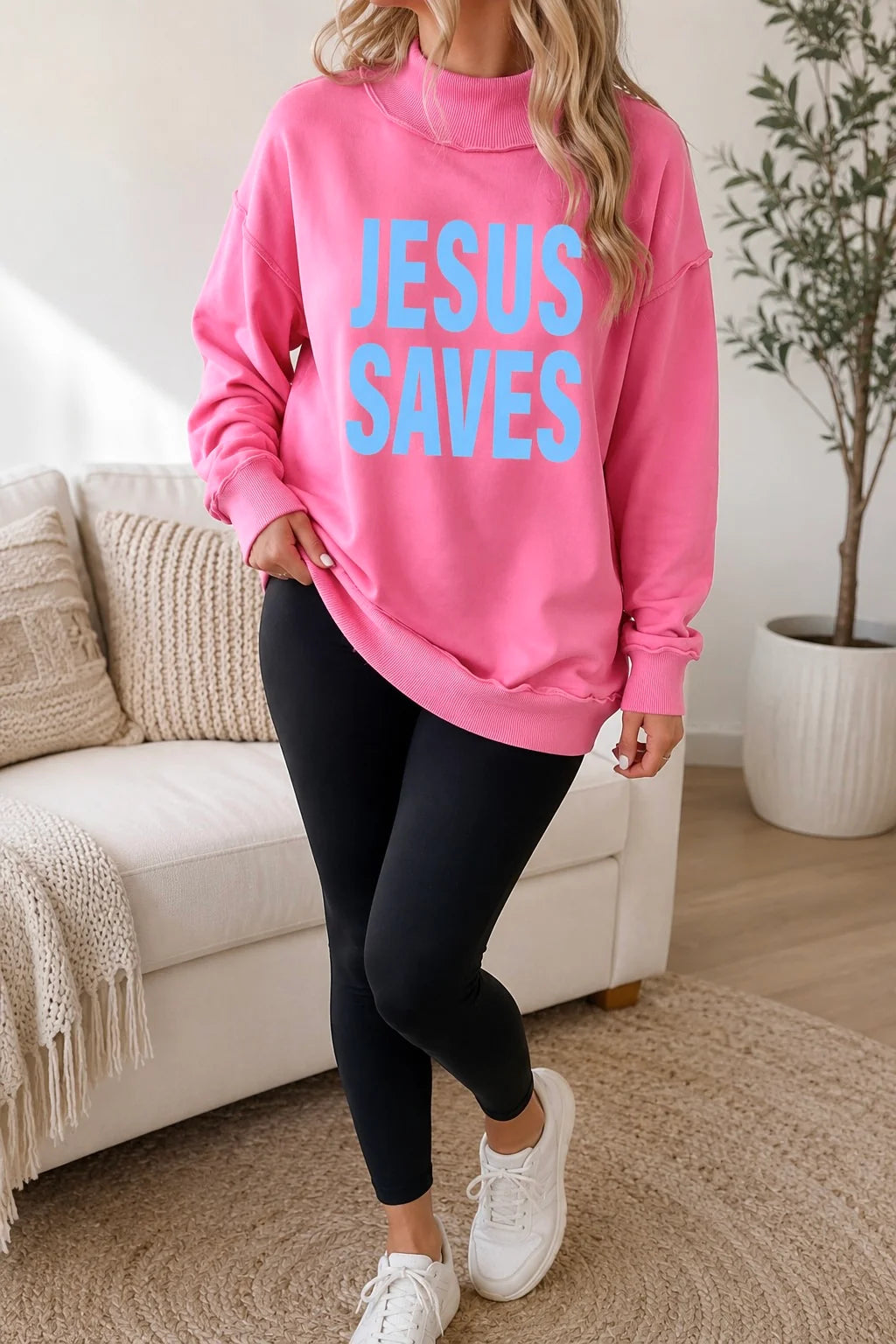 Jesus Saves Mock Neck Sweatshirt