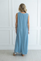 Ocean Blue Textured Maxi Dress