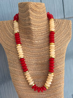 Red & Ivory Beaded Necklace