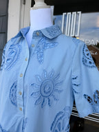 Blue Sea Scapes Eyelet Dress