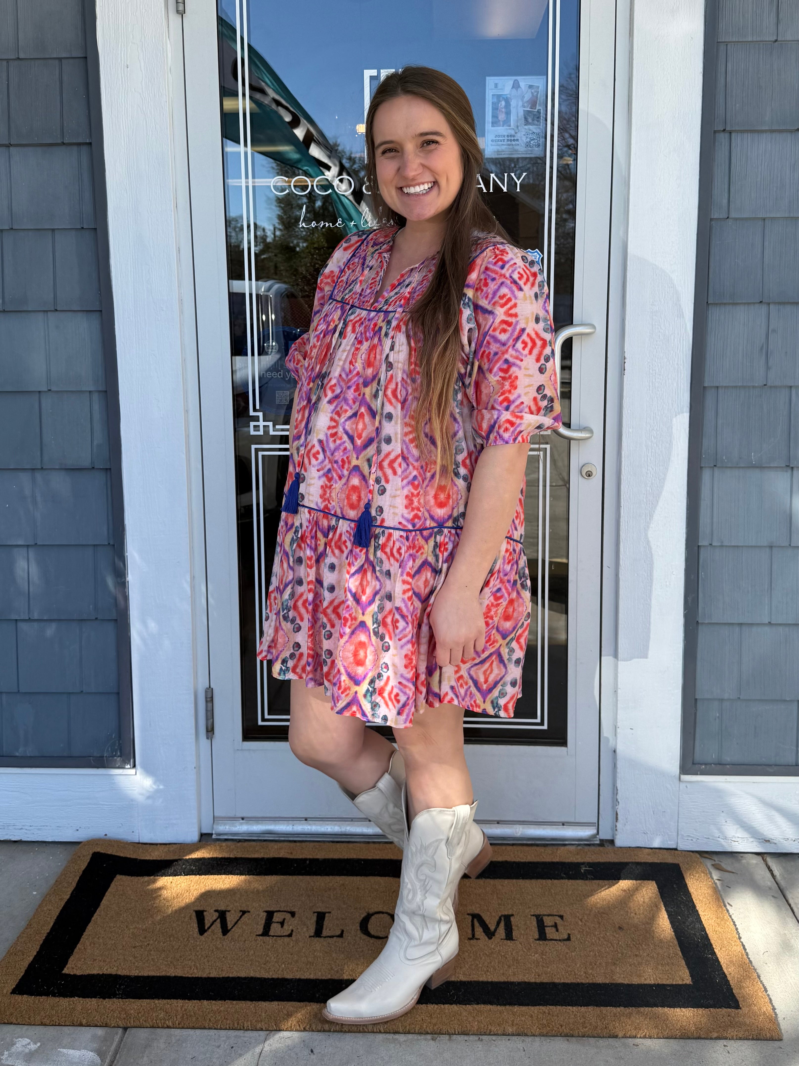 Multicolor Smock Top Mini Dress