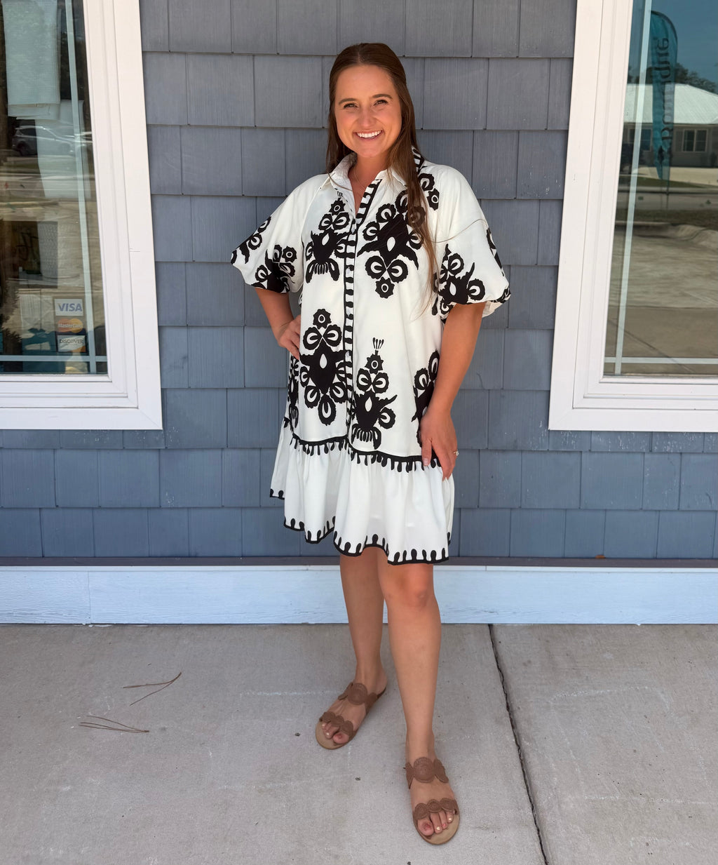 Off White Bold Print Mini Dress