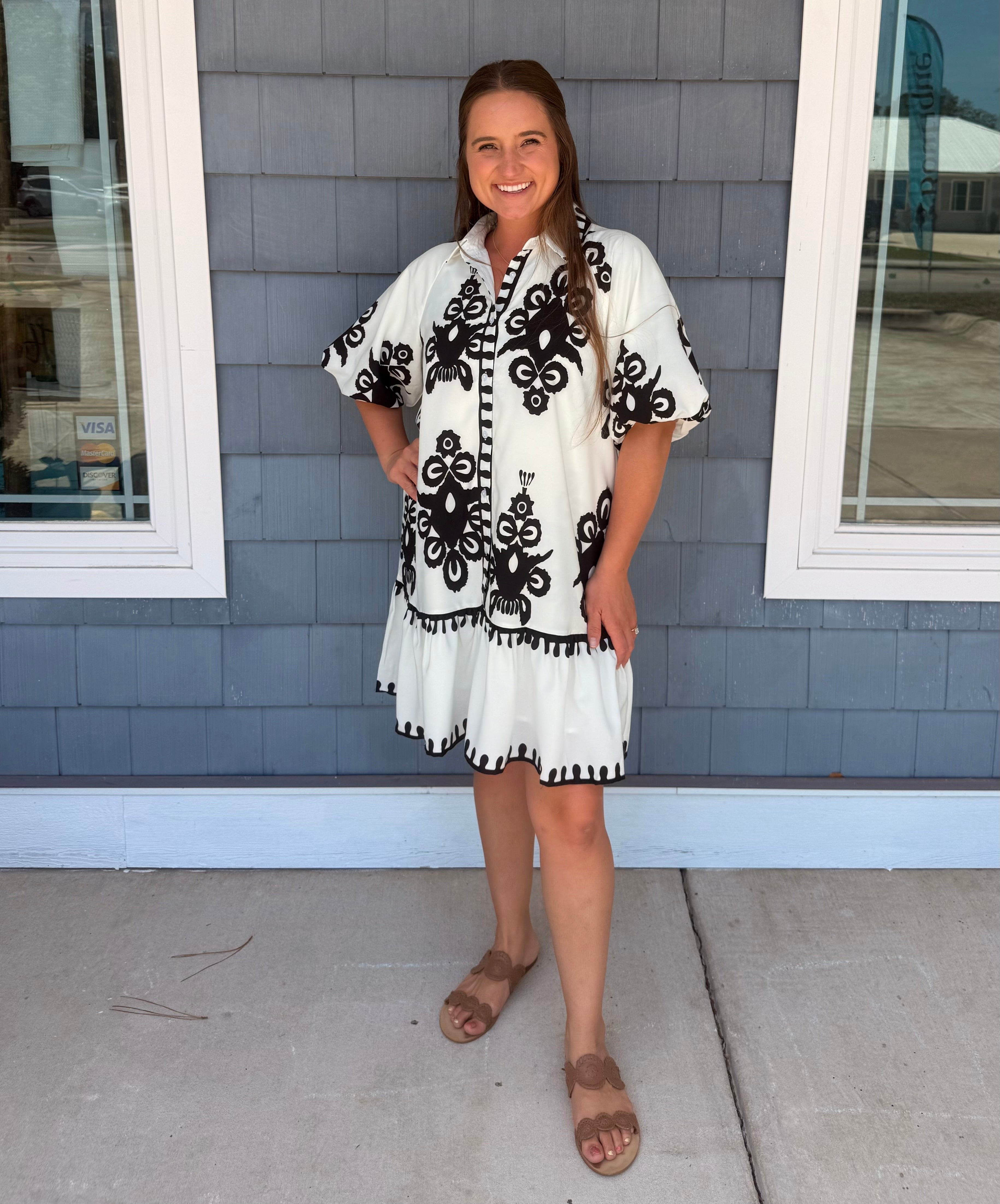 Off White Bold Print Mini Dress