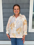 Pale Multicolor Botanical Long Sleeve Top