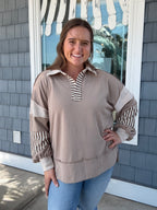 Mix Match High Low Taupe Casual Top