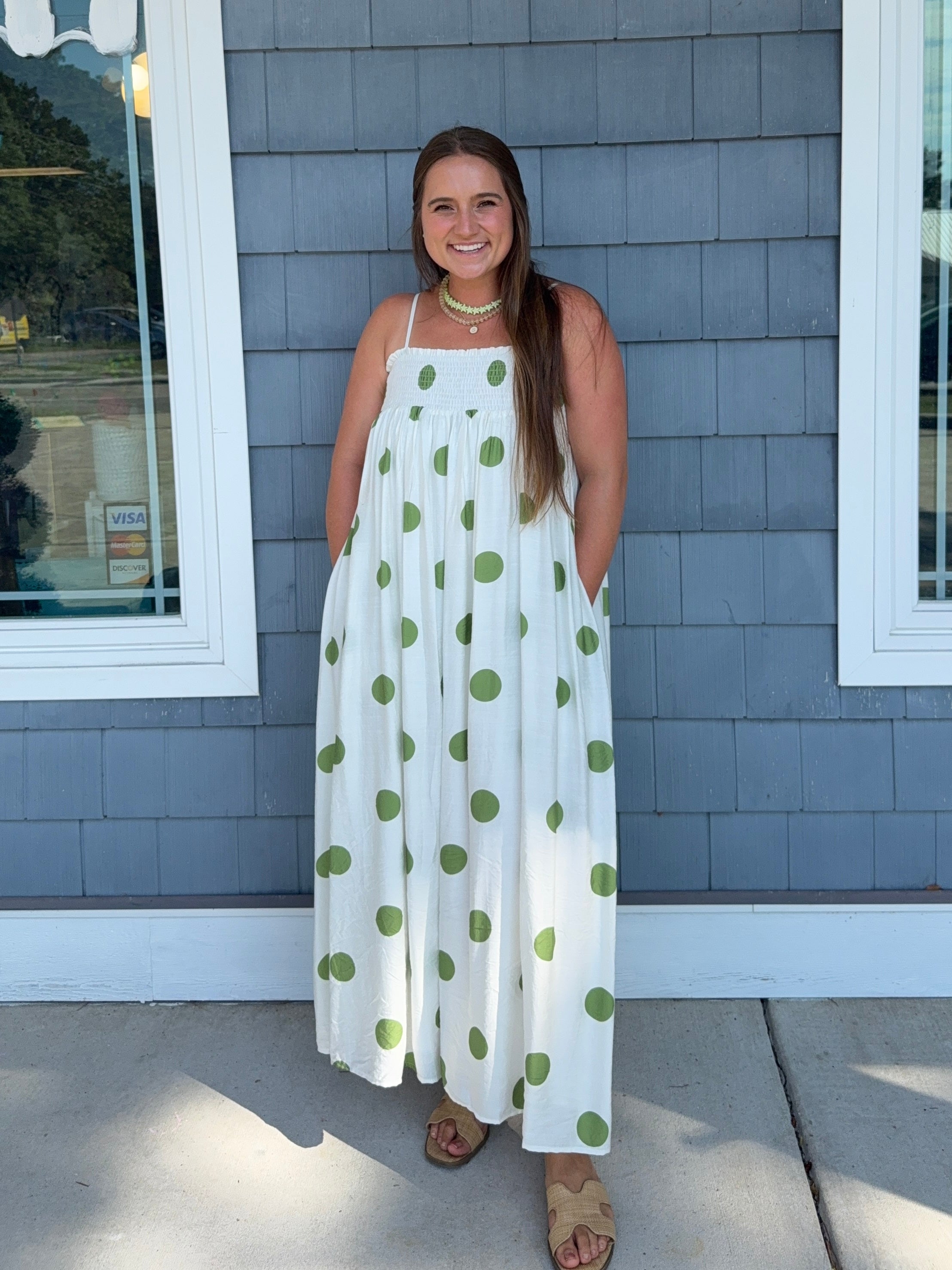 Green Polka Dot Maxi Dress