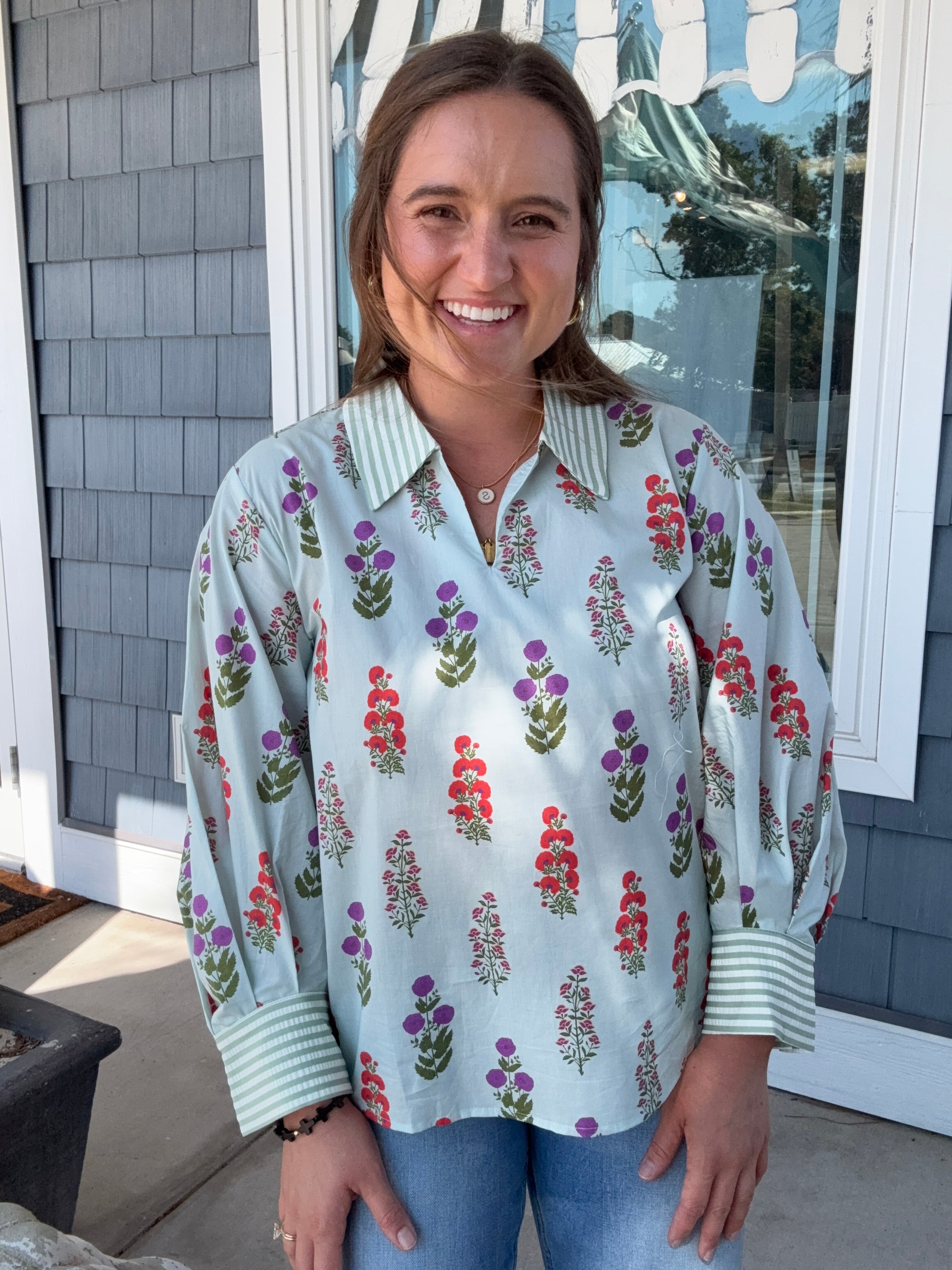 Mint Floral Top