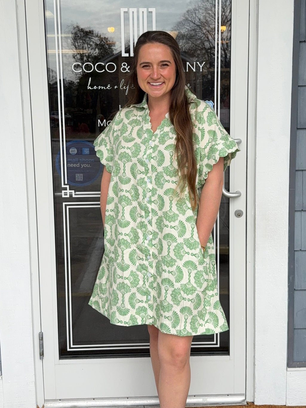 Umgee Printed Button Front Shirt Dress