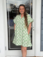 Umgee Printed Button Front Shirt Dress