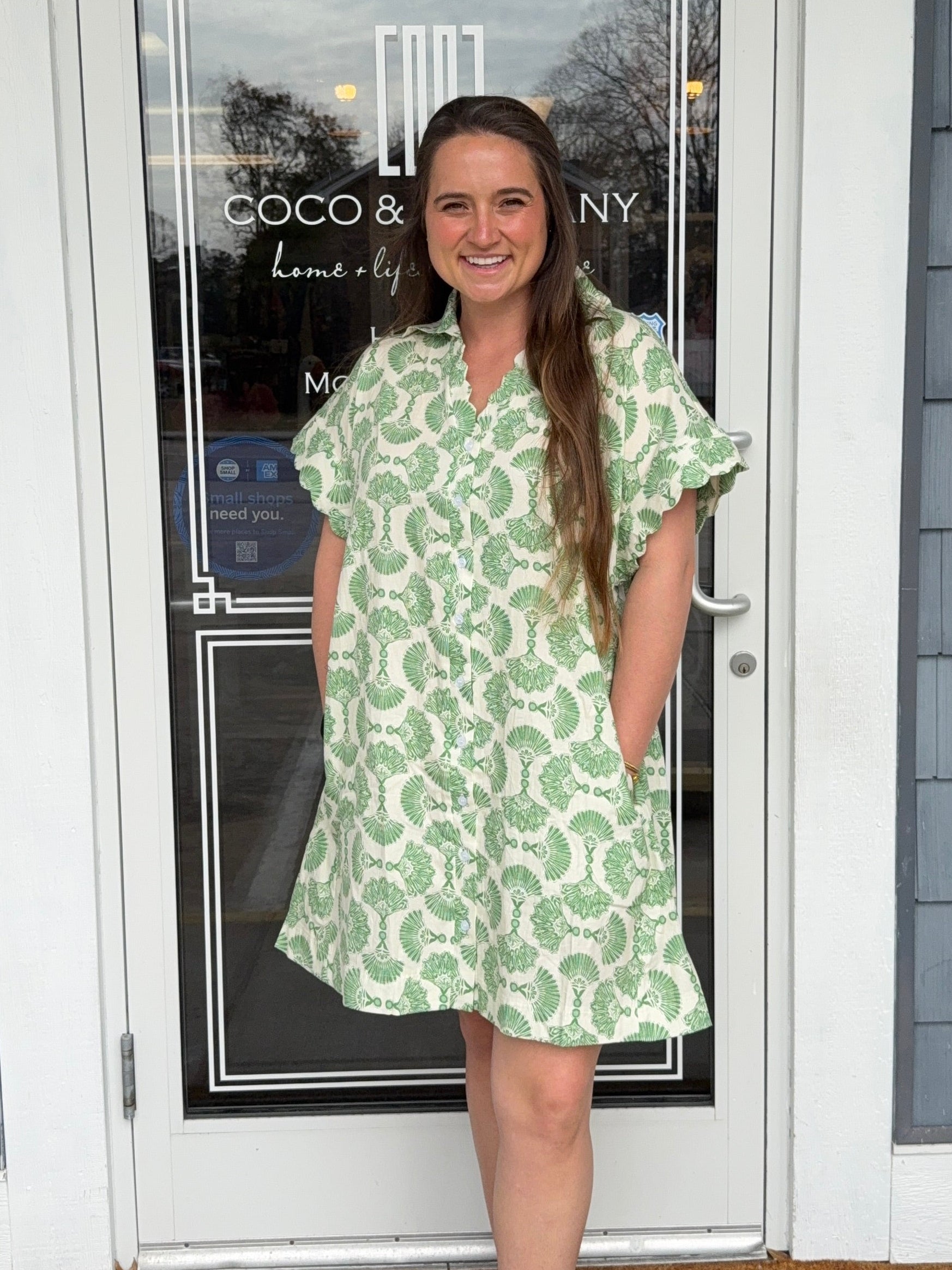 Umgee Printed Button Front Shirt Dress