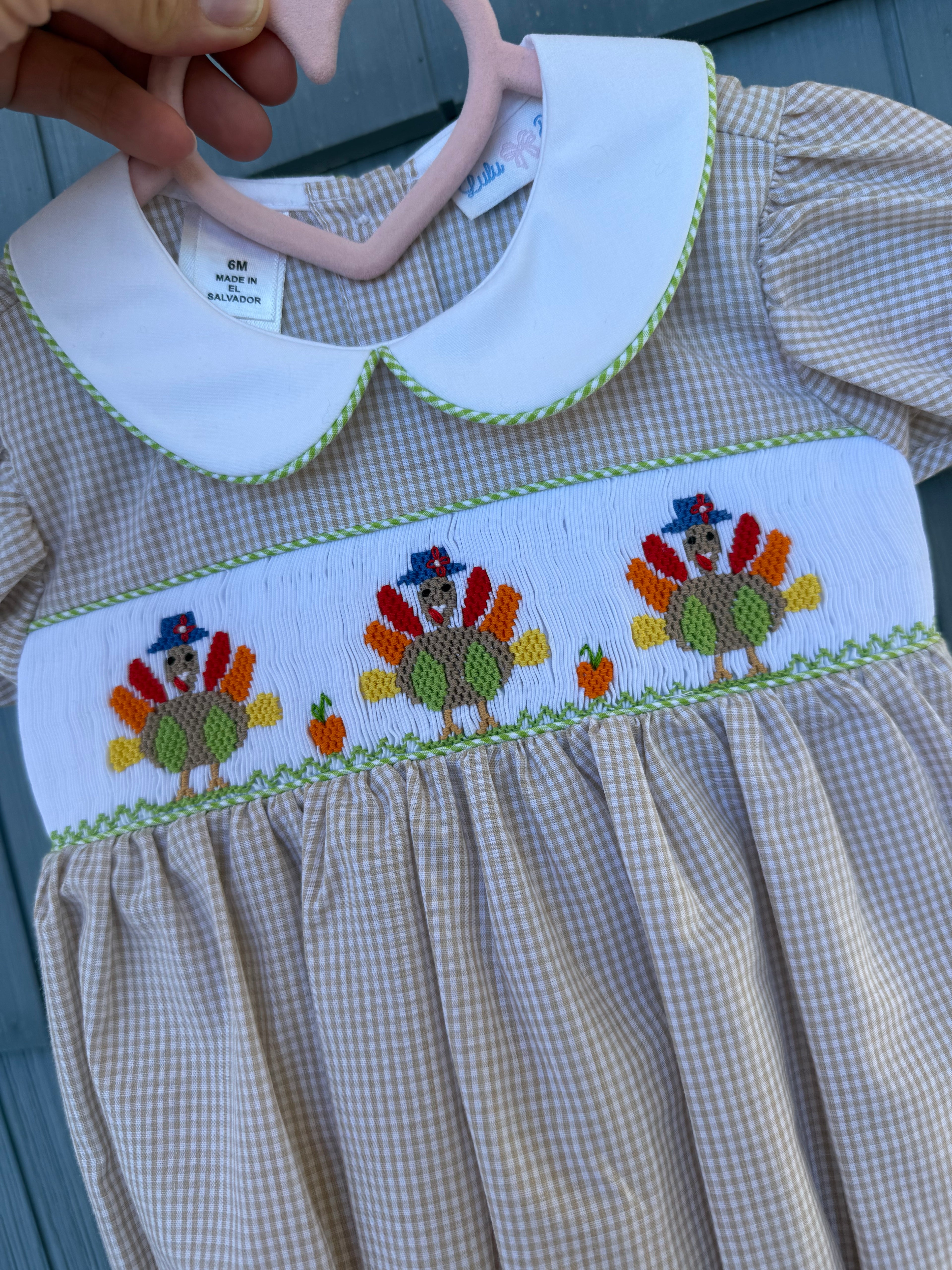 Smocked Turkey Bubble, Lulu BeBe