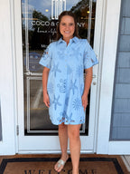 Blue Sea Scapes Eyelet Dress