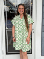 Umgee Printed Button Front Shirt Dress