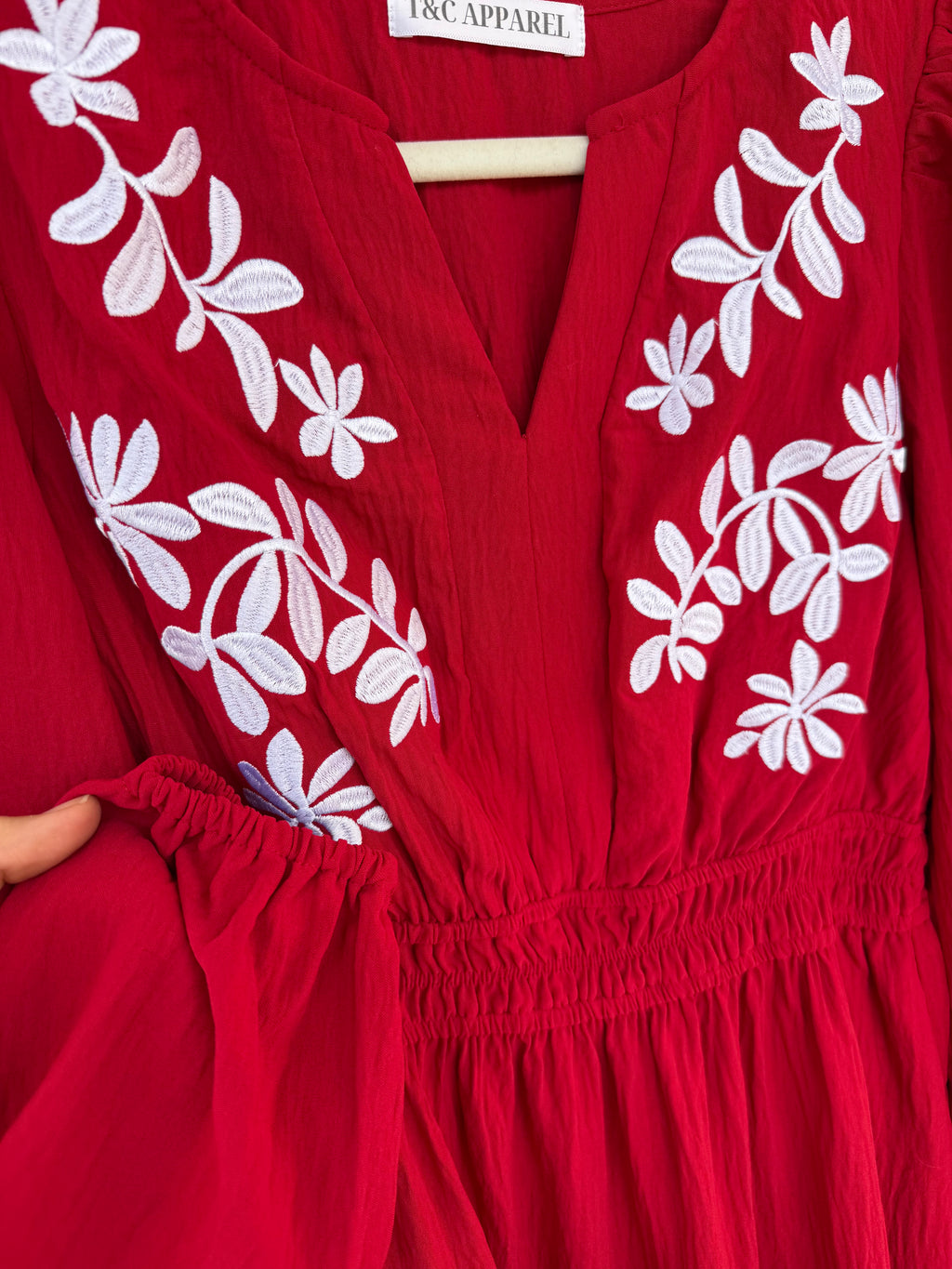 Red Maxi Embroidered Dress