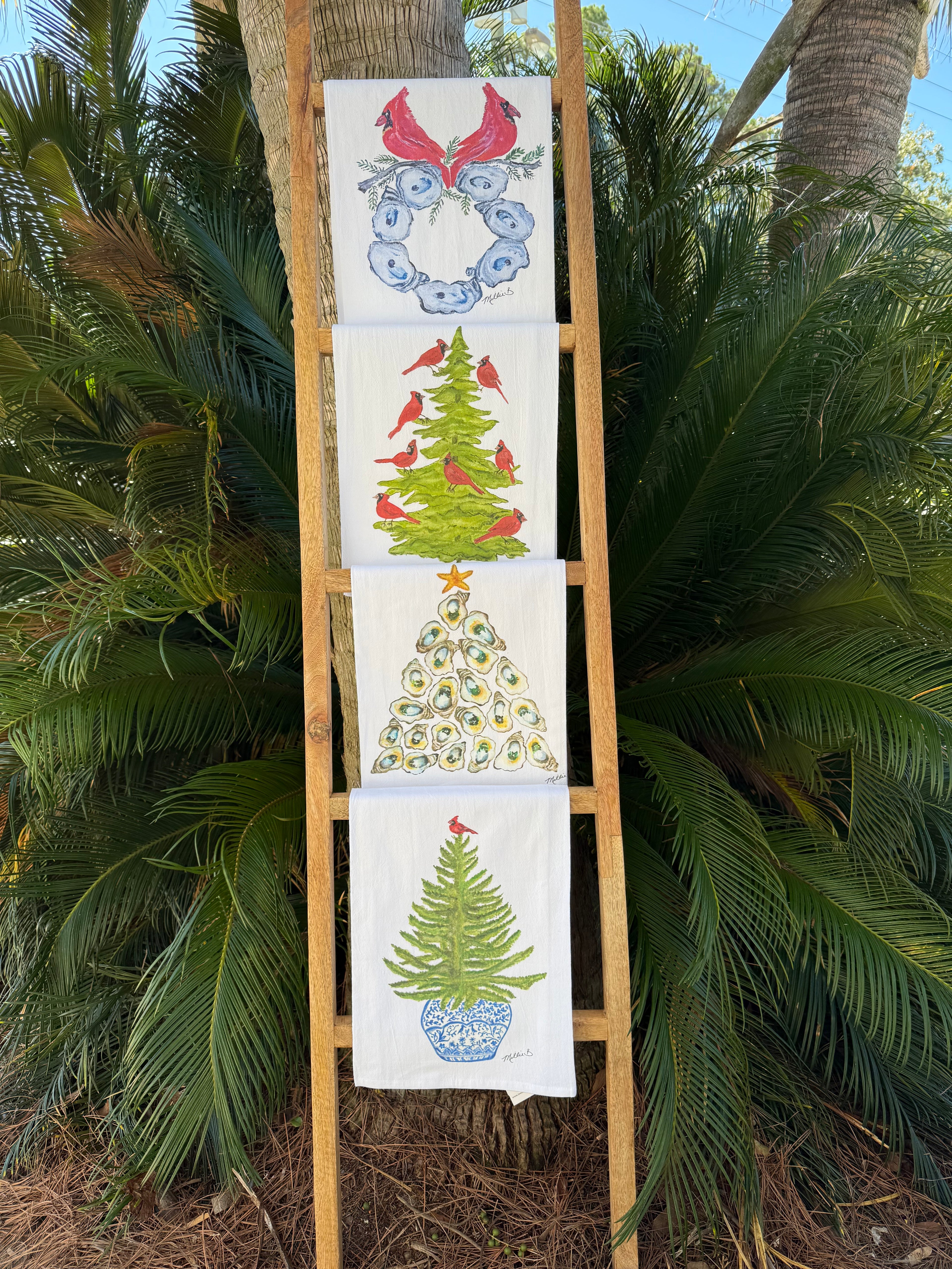 Oyster Wreath Christmas Flour Sack Towel